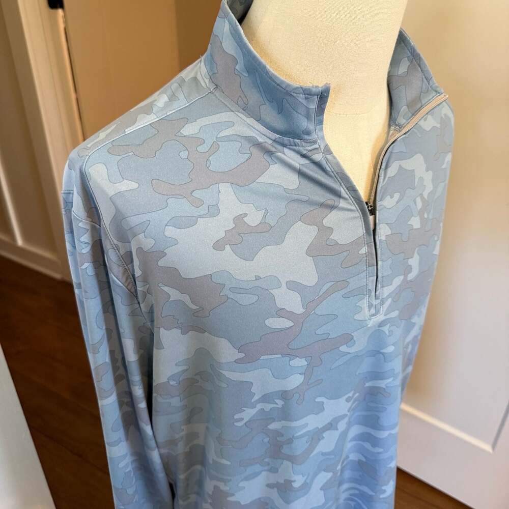 johnnie-O Titan Prep-Formance Camo Quarter-Zip Pullover - Lake Blue - Picture 3 of 4